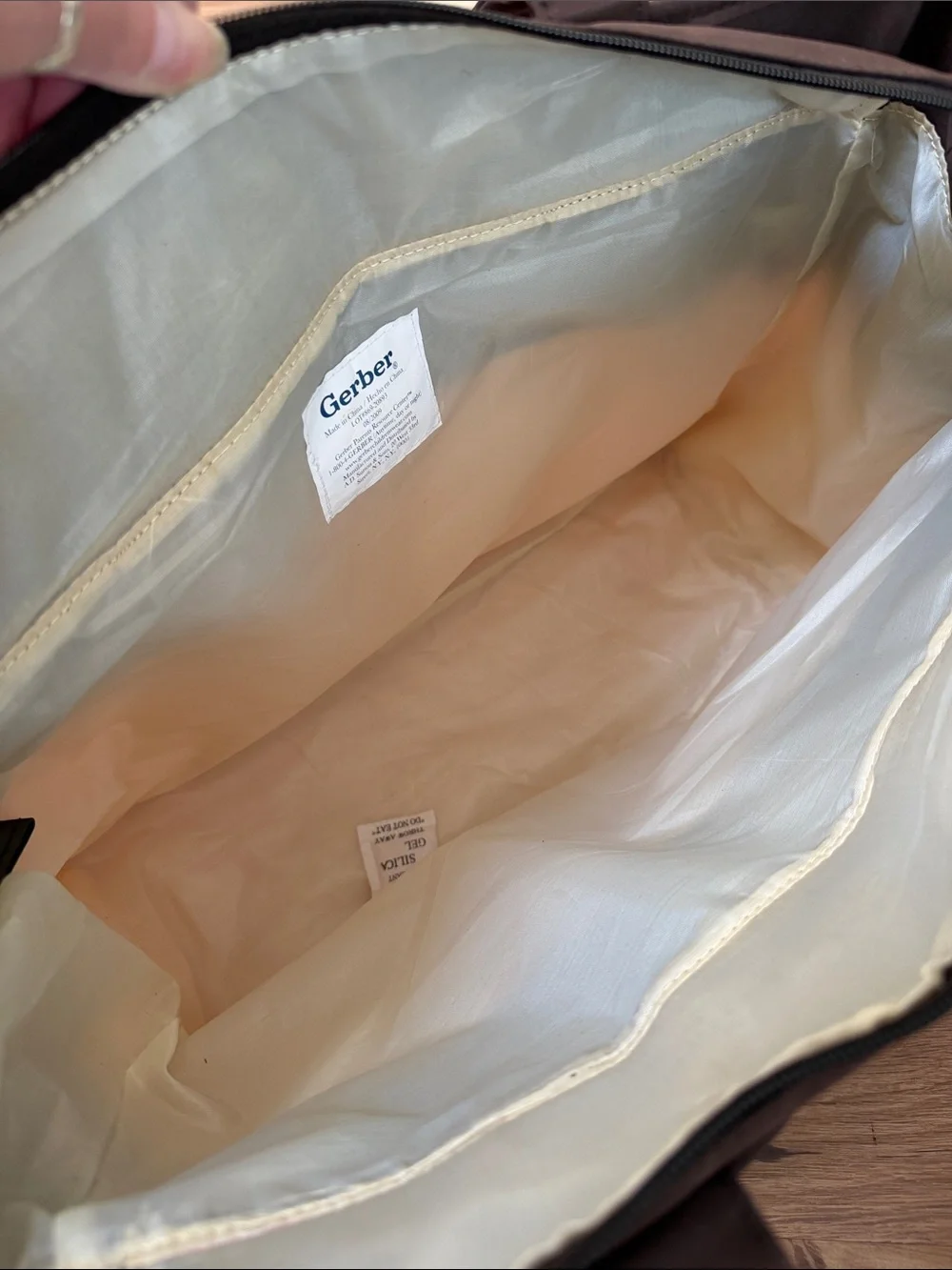 Gerber Pink, Brown and Green Striped Diaper Tote, EUC